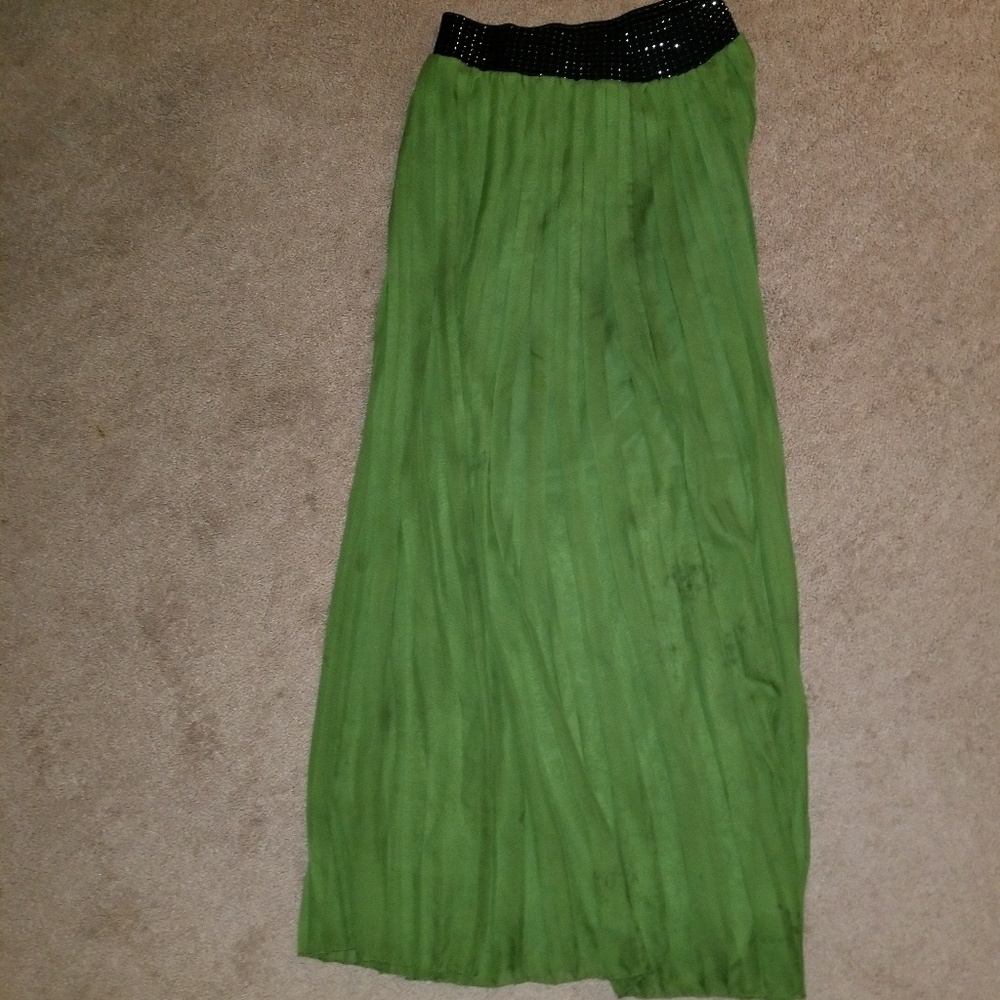 Floor length skirt with sheer top layer.